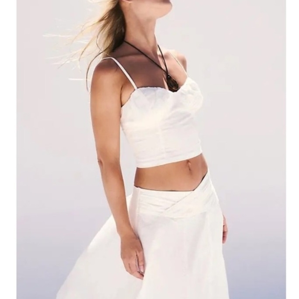 White Spaghetti Strap Crop Top and Skirt Set
